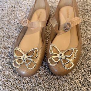 Mini Melissa Gold Butterfly Flats